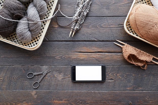 Contact table with embroidery samples